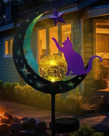 Putuo Decor Solar Garden Lights for Outside - Solar Cat Garden Decor with Waterproof, Decorative Cat Lights Outdoor for Yard