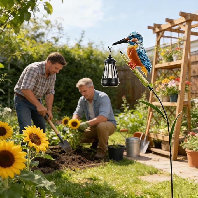 Solar Statues Outdoor Waterproof - Kingfisher Solar Light Figurine,Waterproof Walkway Lantern | for Garden Yard Patio Backyard Porch Lawn Walkway Courtyard Outdoor Landscaping