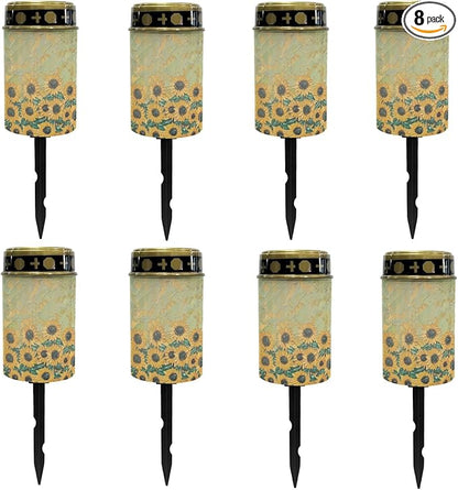 Solar Sunflower Garden Lights Outdoor,LED Warm White Solar Pathway Lights for Outside Waterproof Landscape Lighting Yard Pation Driveway Solar Lantern Flameless Outdoor Table Lamp