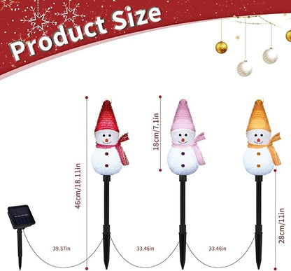 Christmas Pathway Lights Outdoor Snowman Pathway Lights Outdoor Solar Christmas Decorations 3 Pack Solar Pathway Lights Waterproof Snowman Decorations for Garden Yard Decor