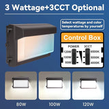 120W LED Wall Pack Light, Glass Lens LED Wall Lights with Photocell, 4000/5000/6500K 3CCT, 80/100/120W Selectable | Lumora