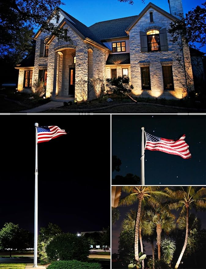 SUNVIE 30W Spot Lights Outdoor LED Spotlight 120V 3000LM Ultra Bright Flag Pole Light with Metal Stake, Warm White | Lumora