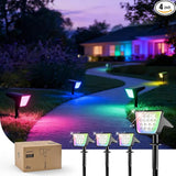 Philips 4 Packs Solar RGBW Spot Lights Outdoor, 18 LED Solar Powered Landscape Lights, 9 Lighting Modes | Lumora