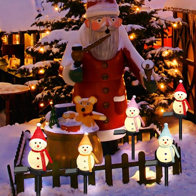 Solar Christmas Pathway Light，Set of 4 Solar Snowman Lights Waterproof Outdoor Christmas Decorations for Xmas | Lumora