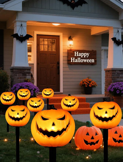 Spooktacular Glow: 5 Pack Plug-in Halloween Pumpkin Pathway Lights