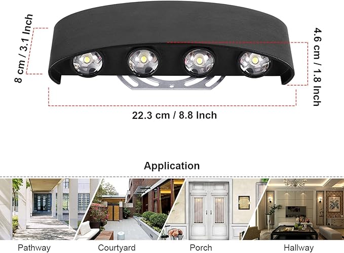 Kawell 8W Waterproof Modern Wall Light LED Wall Lamp Aluminum LED Wall Sconce Up Down Indoor Outdoor for Bathroom | Lumora