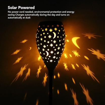 TOPINCN 2Pack Solar Decorative Landscape Star, IP44 Water Proof LED Warm Solar Powere Garden Stake Lights, Outdoor Pathway Metal Lamp for Walkway Backyard Patio Lawn