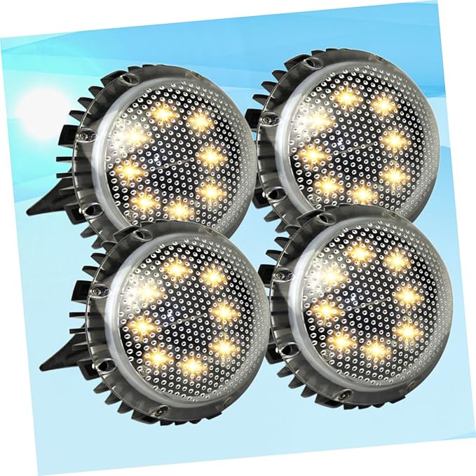 Happyyami 4pcs Solar Outdoor Lights Pathway Garden Solar-Powered Ground Lamp Landscape Decorative Lamp for Outdoor Use Warm Light