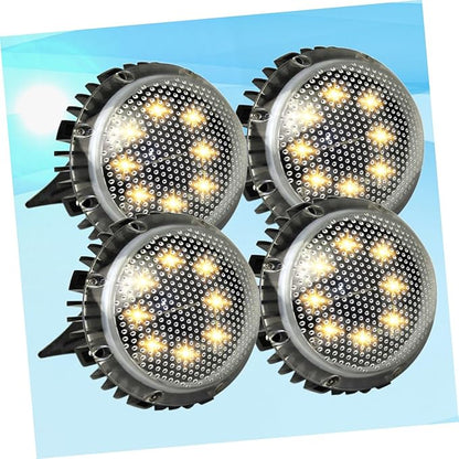 Happyyami 4pcs Solar Outdoor Lights Pathway Garden Solar-Powered Ground Lamp Landscape Decorative Lamp for Outdoor Use Warm Light