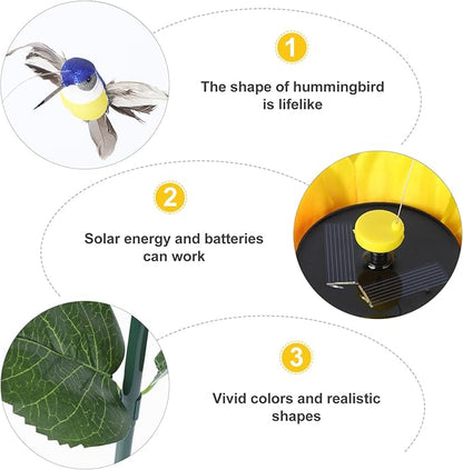2 Pcs Hummingbird Flying Simulation Solar Hummingbird Garden Stakes Decorative Fluttering Hummingbirds Yard Decorations for Patio Outdoor Decorations
