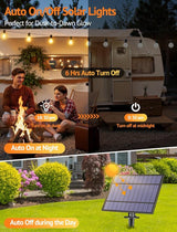 100FT(4x25FT) Solar String Lights Outdoor with Remote, Waterproof Dimmable 3 Modes Patio Light with 40+3 LED G40 | Lumora