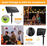 104FT(98+6) Solar String Lights Outdoor Waterproof, Solar Powered Patio Light with 30+2 Dimmable S14 Edison Bulbs | Lumora
