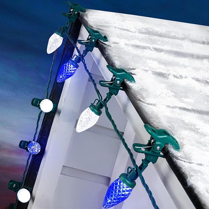 2PACK C9 LED Christmas Lights with 100 Spring Clips, Total 100ft 100 LED Waterproof - Outdoor Security Flood Light | Lumora