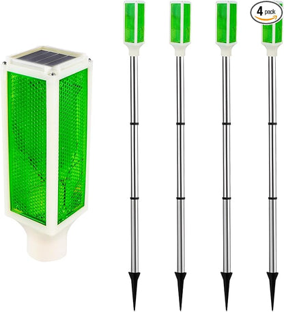 Aolyty Solar Lights Outdoor, Waterproof Driveway Markers Reflective, Warning Flash Light with 2 Lighting Modes, LED Solar Light 4 Pack for Parking Lots, Yard, Sidewalk, Stop Sign, 30 Inches (Green)