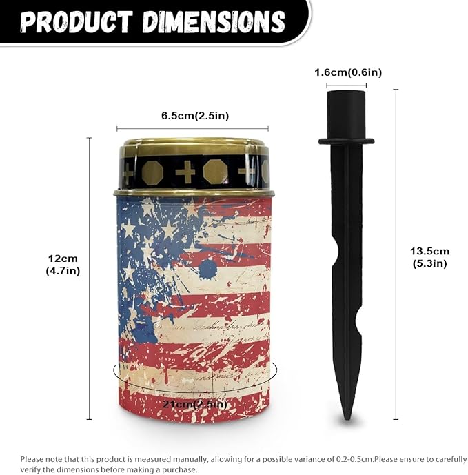 American Flag Print Solar Lights Outdoor Garden, Waterproof Solar Powered Stake Lights for Dad Grandma Garden Yard Gravesite Decorations