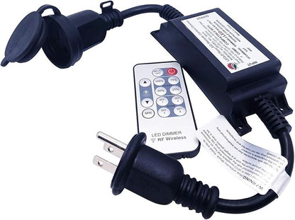 SUNYE Max Power 200W Waterproof Outdoor String Lights Wireless Remote Control, 150Feet Range, Memory, Stepless Dimming, IP68 Waterproof. UL 3 Prong Remote Control Dimmer