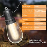 S14 Patio String Lights, 100FT Outdoor Patio String Light with 35 Clear LED Bulbs (2 Spare), UL Certified | Lumora