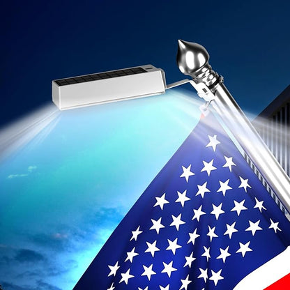 Solar Flag Pole Lights Outdoor 1 Pack, 48 LED Bright Flagpole Lighting 3 Color in 1 with Cool/Warm/Daylight White Modes, Auto On/Off, IP65 Waterproof for Outside House Garden RV Flags Decor