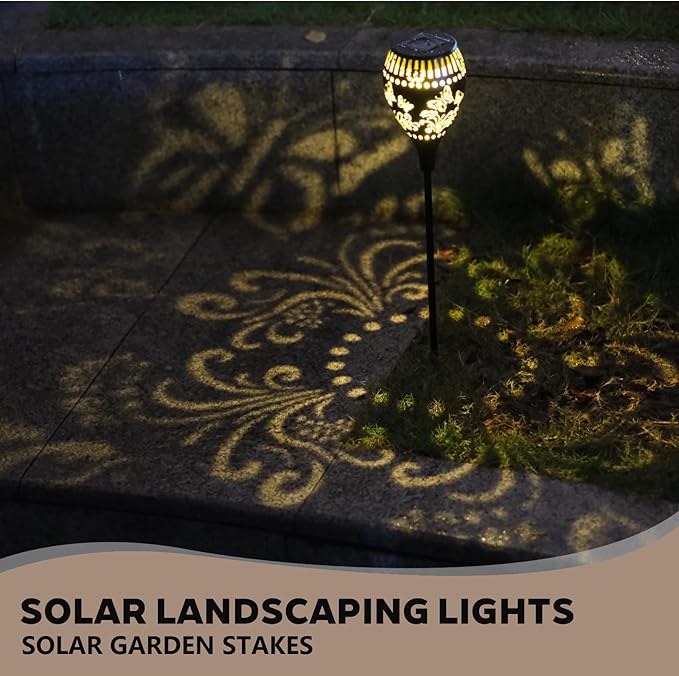 Butterfly Solar Pathway Lights Decorative - 21 inch Metal Solar Garden Lights with Warm Light Waterproof Landscape Path Light for Yard Path Patio Walkway Backyard Lawn Decor (Black, 2Pcs)