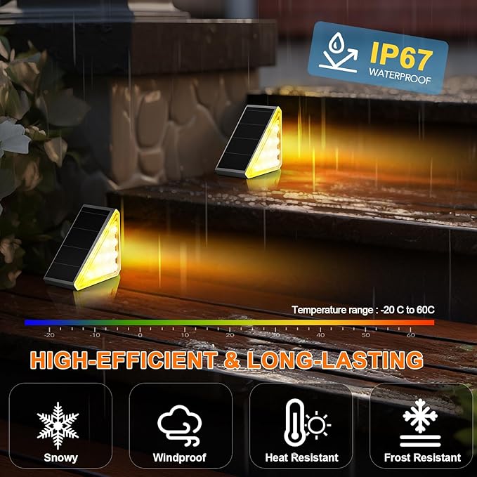 12 Pack Solar Stair Lights Outdoor Stair Lights with Waterproof IP67 LED Solar Light for Outside Light Decor for | Lumora