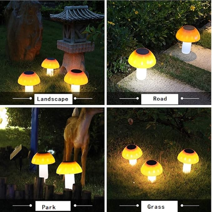 Solar Mushroom Lights Outdoor Ground LED Landscape Lights Light Sensor Light, Waterproof Solar Lights for Garden | Lumora