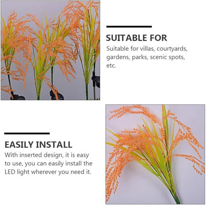 LED Solar Garden Path Lights, 4pcs Solar-Powered Outdoor Landscape Lighting with Rice-stem Design for Yard, Patio, and Park Decorative Ground Stake Lighting