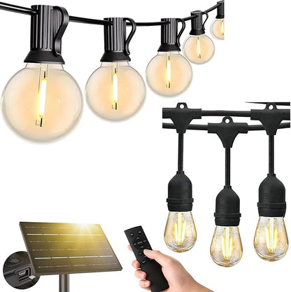 Svater 75FT G40 Solar String Lights Outdoor with Remote + 96FT 2W Patio Lights
