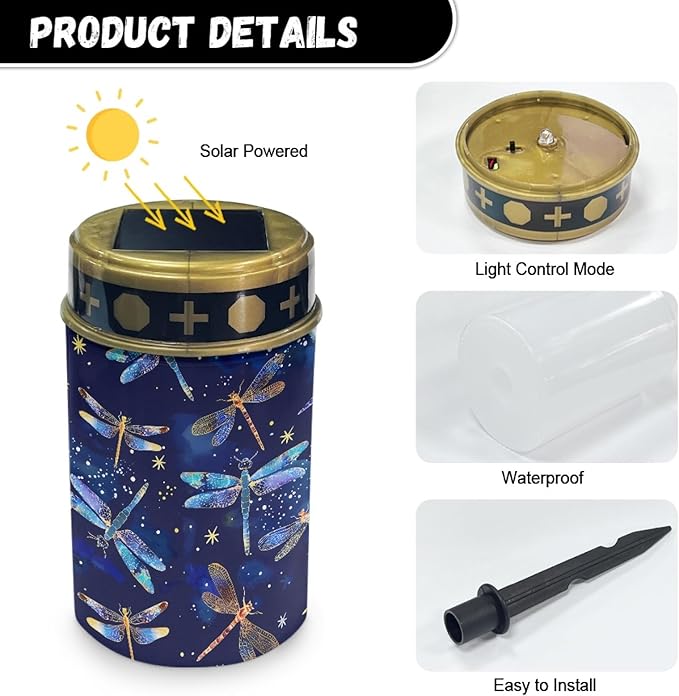 Solar Lights Colorful Dragonfly for Cemetery Led Light Waterproof Yard Solar Lamp Outdoor Eco-Friendly Grave Memorial Gifts