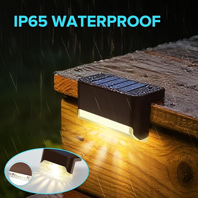 JJX Solar Lights Outdoor 20 Pack, Solar Fence Lights Deck Light for Patio Outdoor Decor, Fence Light Solar Powered for Stairs, Step, Railing and Yard (Warm White)