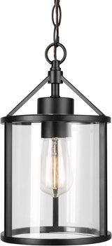 Globe Electric 44619 1-Light Outdoor Pendant, Black, Clear Glass Shade, Bulb Included | Lumora