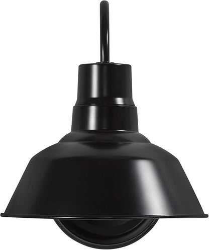 Black Gooseneck LED Wall Sconce Barn Light Fixture - Industrial Antique Farmhouse Style - Vintage Patio Porch Wall Mount Light - Indoor/Outdoor - UL Listed - 9W 800lm Cool White