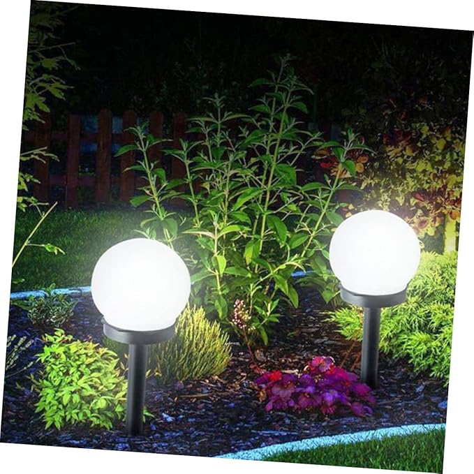 4pcs Solar Ball Lights White Round Garden Lamps for Outdoor Walkway and Lawn Easy Installation Solar-Powered Led Spheres for Lighting
