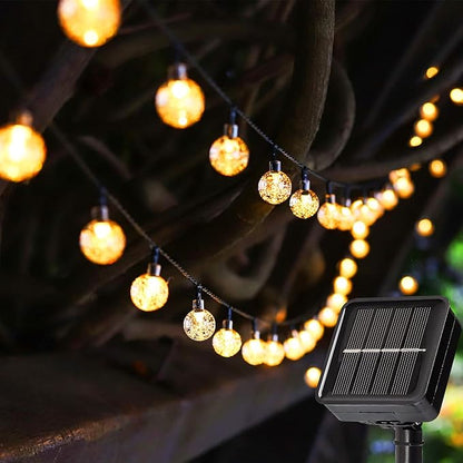 Metaku Solar String Lights Outdoor 23ft 50 LED Globe Lights Solar Powered 8 Modes Auto On/Off Waterproof Decorative Lights for Patio Garden Gazebo Bistro Balcony
