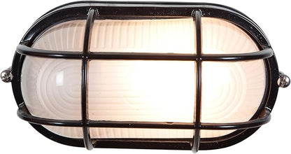 Nauticus - Wet Location Bulkhead - Black Finish - Frosted Glass Shade