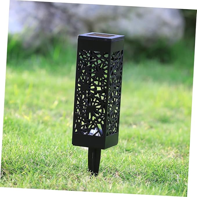 GANAZONO 2pcs Hollow Solar Ground Plug Lamp Outdoor Light for Garden Lawn Driveway with Warm White White Light