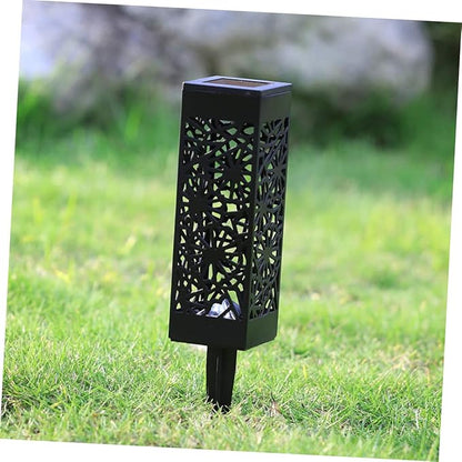 GANAZONO 2pcs Hollow Solar Ground Plug Lamp Outdoor Light for Garden Lawn Driveway with Warm White White Light