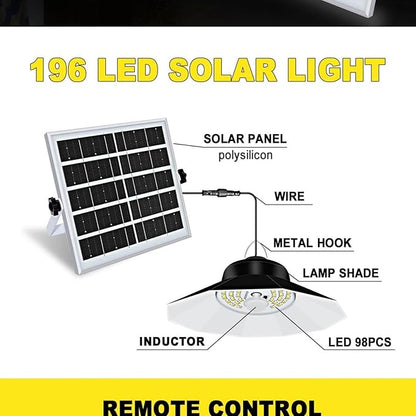 Solar Light Outdoor Indoor with 3 Color 4 Brightness Modes Work Day and Night Solar Powered Pendant Lights for Shed Garage Yard,Single