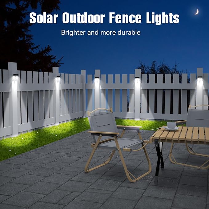 Solar Fence Lights Outdoor,10 Colors & RGB Changing Solar Lights for Fence,Ip65 Waterproof Outdoor Lights for Pool, Deck, Patio,Porch,Stairs,Holiday（16P）