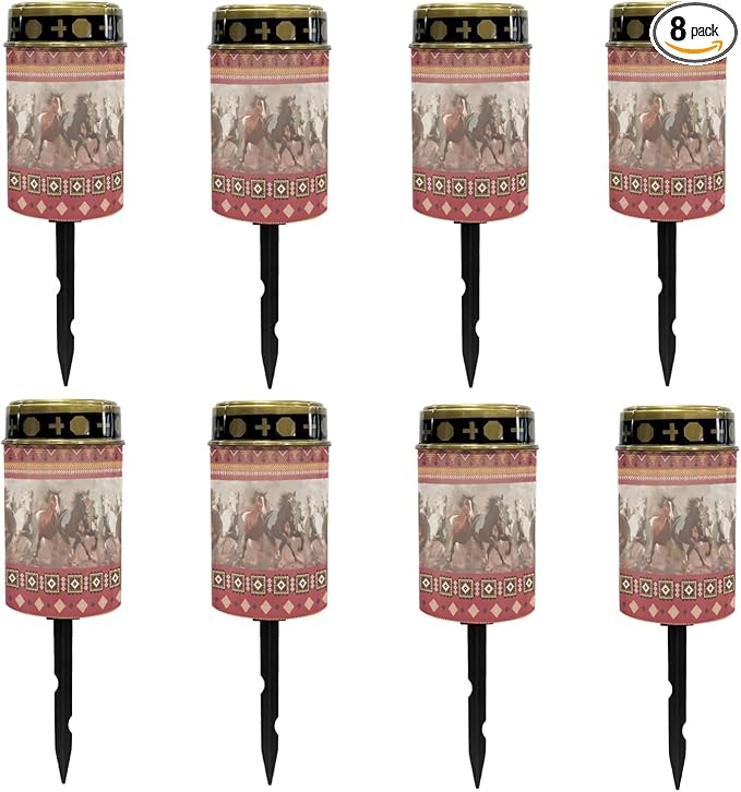 Western Aztec Horse Outdoor Garden Lights,Solar Stake Light with Horse Decorative Lights,Flameless LED Solar Lights for Yard Patio Spotlights Decorations,Garden Gift,Red