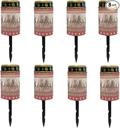 Western Aztec Horse Outdoor Garden Lights,Solar Stake Light with Horse Decorative Lights,Flameless LED Solar Lights for Yard Patio Spotlights Decorations,Garden Gift,Red