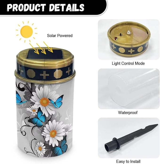Daisy Butterfly Solar Lights Outdoor Waterproof Solar Light Outdoor Solar Light Night Light Waterproof Path Solar Light for Yard Home
