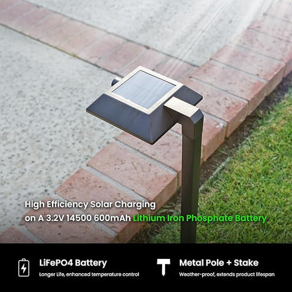 Mesh Linkable Series 4-Pack Solar LED Security Pathway Light w/ LiFePO4 Battery, 300LM, Auto-linking, 110°x16 ft Motion Detection, CCT 3000K/4000K/5000K, 4-Channel Settings, Stainless Steel, Bronze