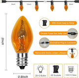 Abeja Orange Halloween Lights, 25FT Orange Flickering Lights String with 27 Flame Incandescent Blubs, Halloween | Lumora