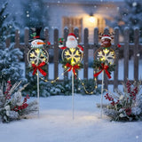 Christmas Yard Stakes Solar with Metal Santa, Snowman & Reindeer Set of 3, Christmas Grave Decorations with Solar | Lumora