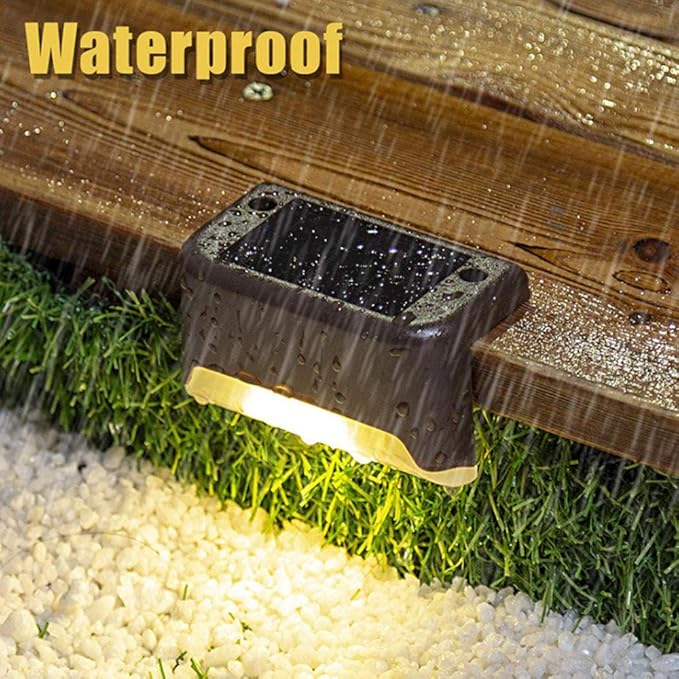 8 Pack Solar Deck Lights, Waterproof LED Solar Step Lights Warm White Light, Outdoor Fence Post Solar Lights for Stairs Fence Deck Garden Patio Yard Porch Step Pathway Decor