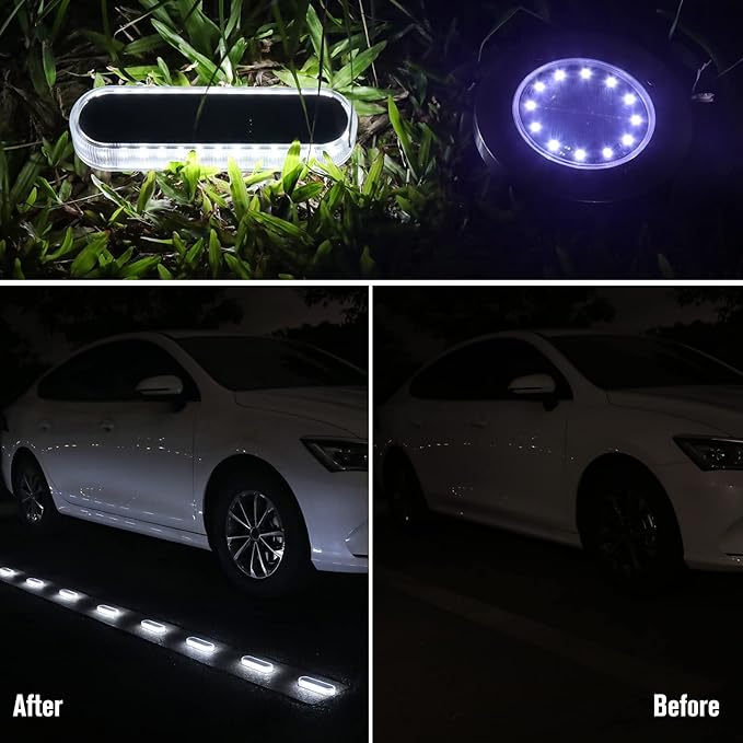 Honalia Solar Deck Dock Driveway Lights Outdoor Solar Powered Waterproof, Cool White Driveway Markers Concrete Step | Lumora