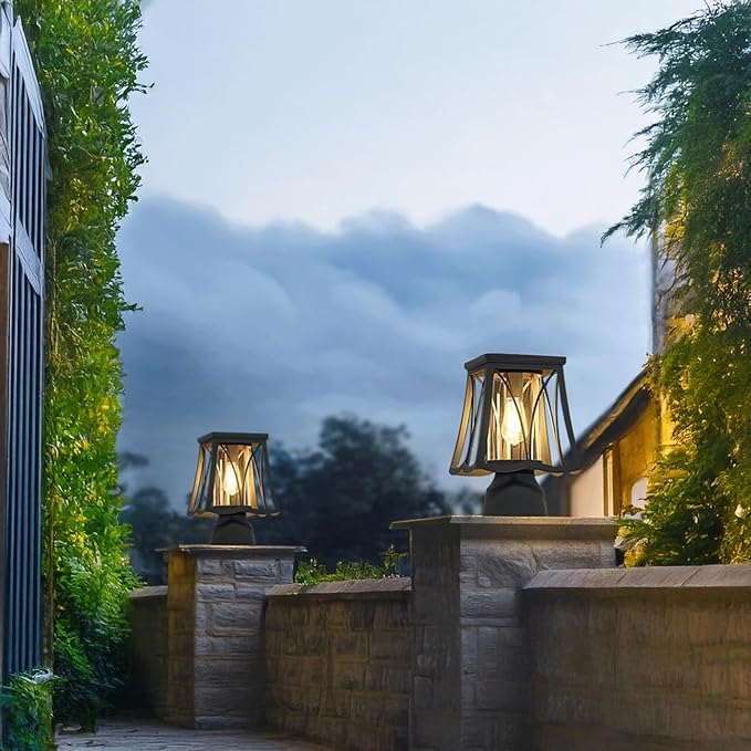 Outdoor Solar Post Light with Wired Option, Square Pillar Light for Fence and Gate, Exterior Post Lamp and Column | Lumora