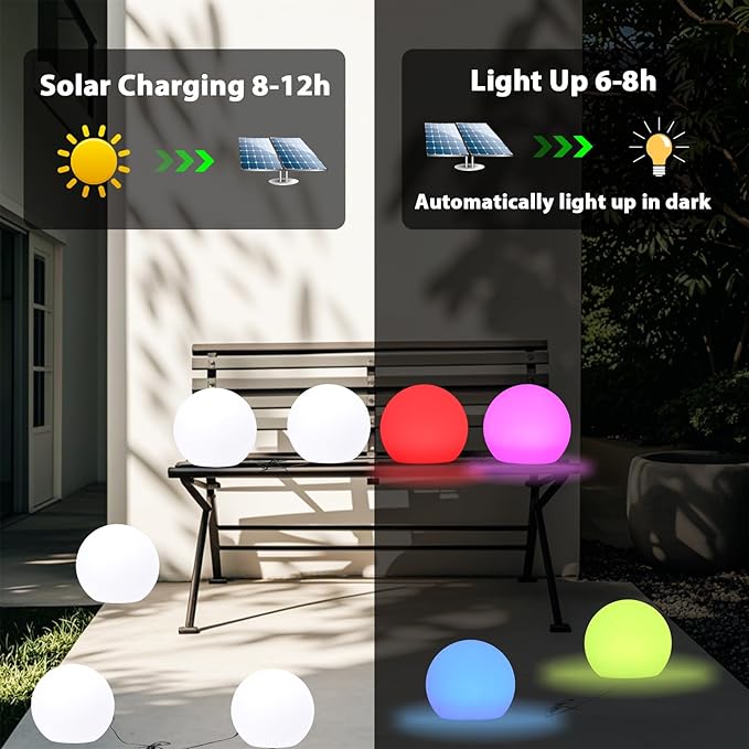 Outdoor Globe Light 2 Pack Solar Waterproof Garden Pathway Lights Outdoor Lights for Yard Patio Walkway Landscape In-Ground Spike