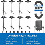 SUNVIE All-in-One LED Pathway Lighting Kit, 8-Pack Low Voltage Landscape Lights with Transformer and 100FT 16/2 AWG | Lumora