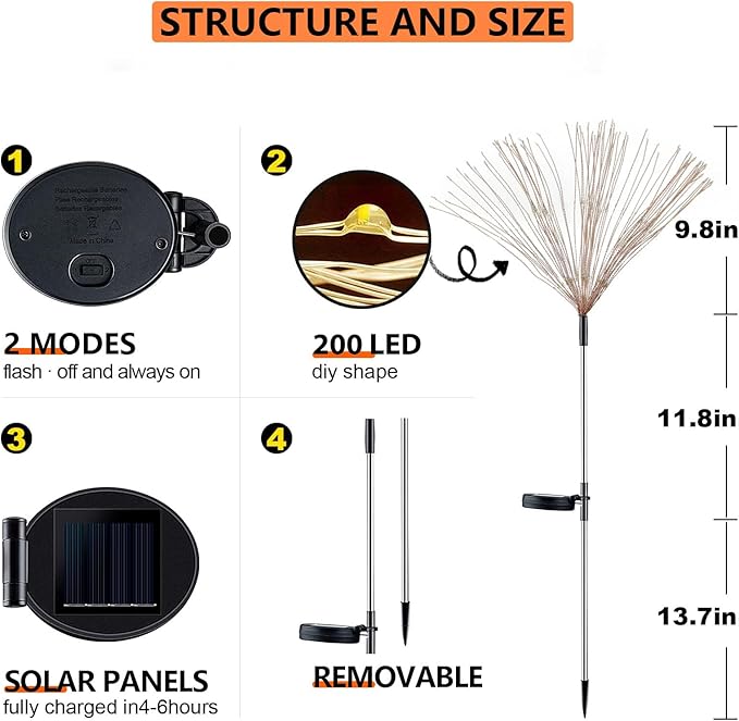 4 Pack Solar Firework Lights 200 LED Create Magical Nights, Waterproof Starburst - Outdoor Security Flood Light | Lumora